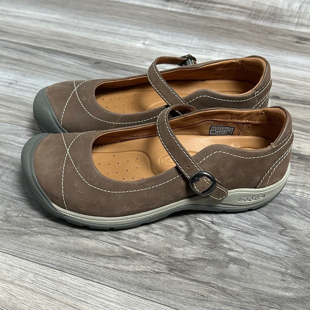 Keen Women's Presidio Mary Jane Brown Leather Comfort Walking Shoes Size 9.5